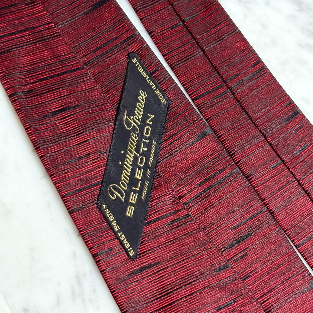 Dominique France ネクタイ レッド ブラック ストライプ系