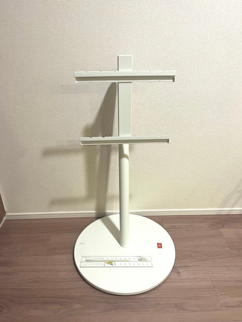 wall A2 キャスター付き　サテンホワイト　円形　テレビスタンド　ロータイプ