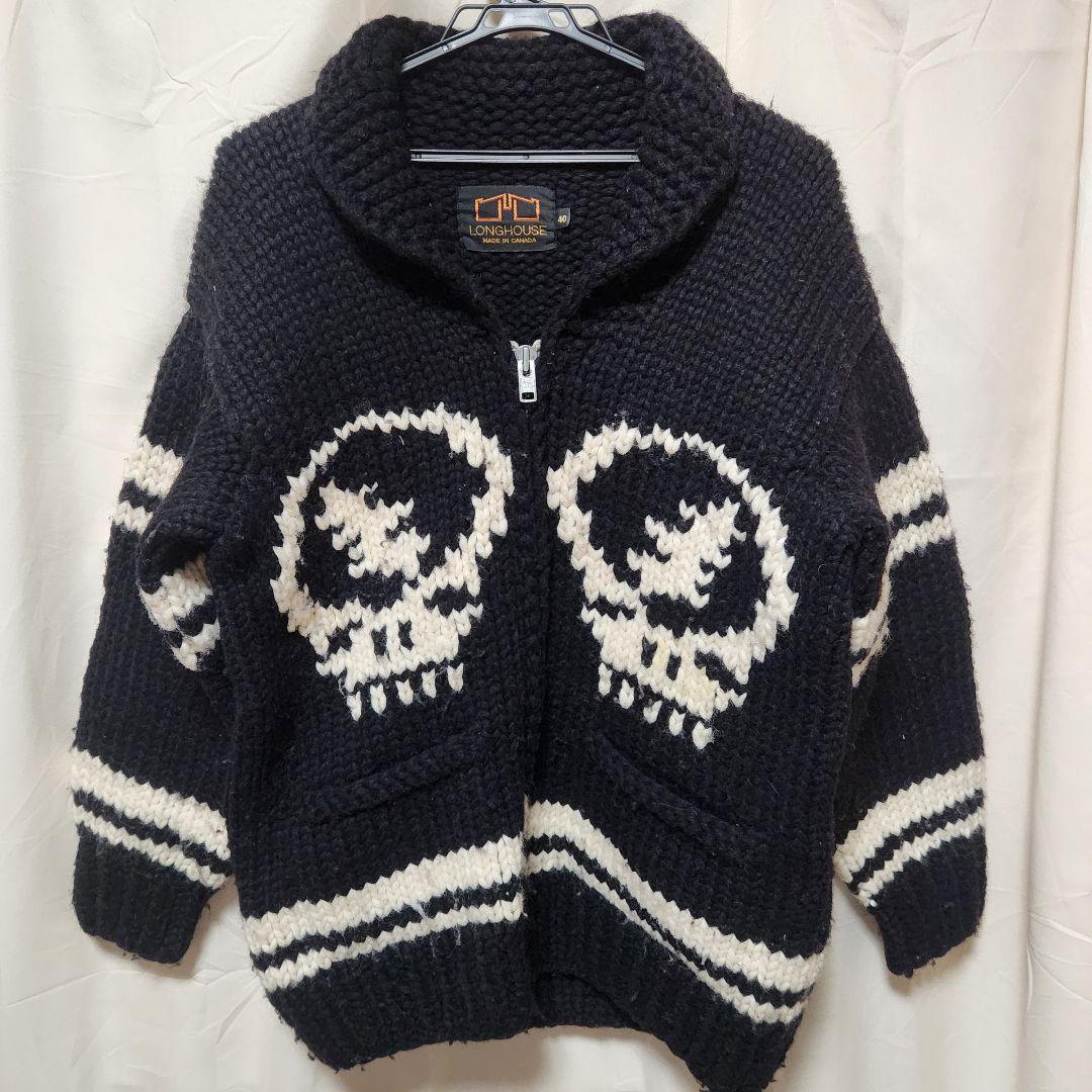 LONGHOUSE カウチンセーター　スカル　ドクロ　ヴィンテージ　カナダ　古着