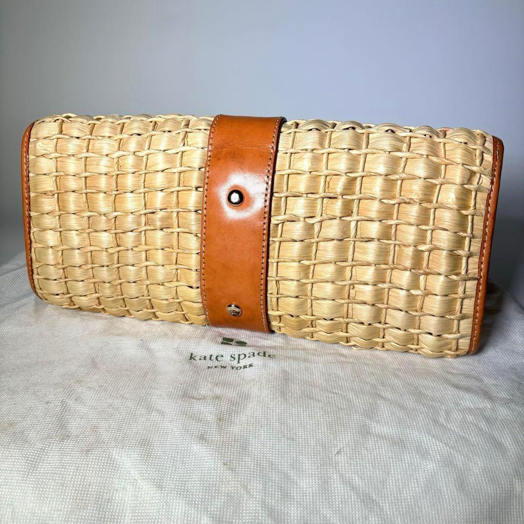 ✨️極美品✨️ケイトスペード クラッチバッグ ストロー かごバッグ 袋付き
