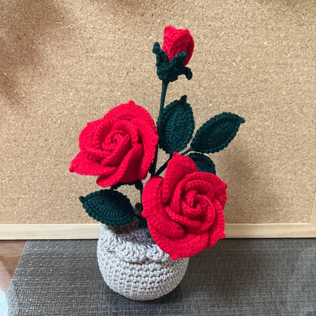 編みぐるみ　花　コットンバッグ6点