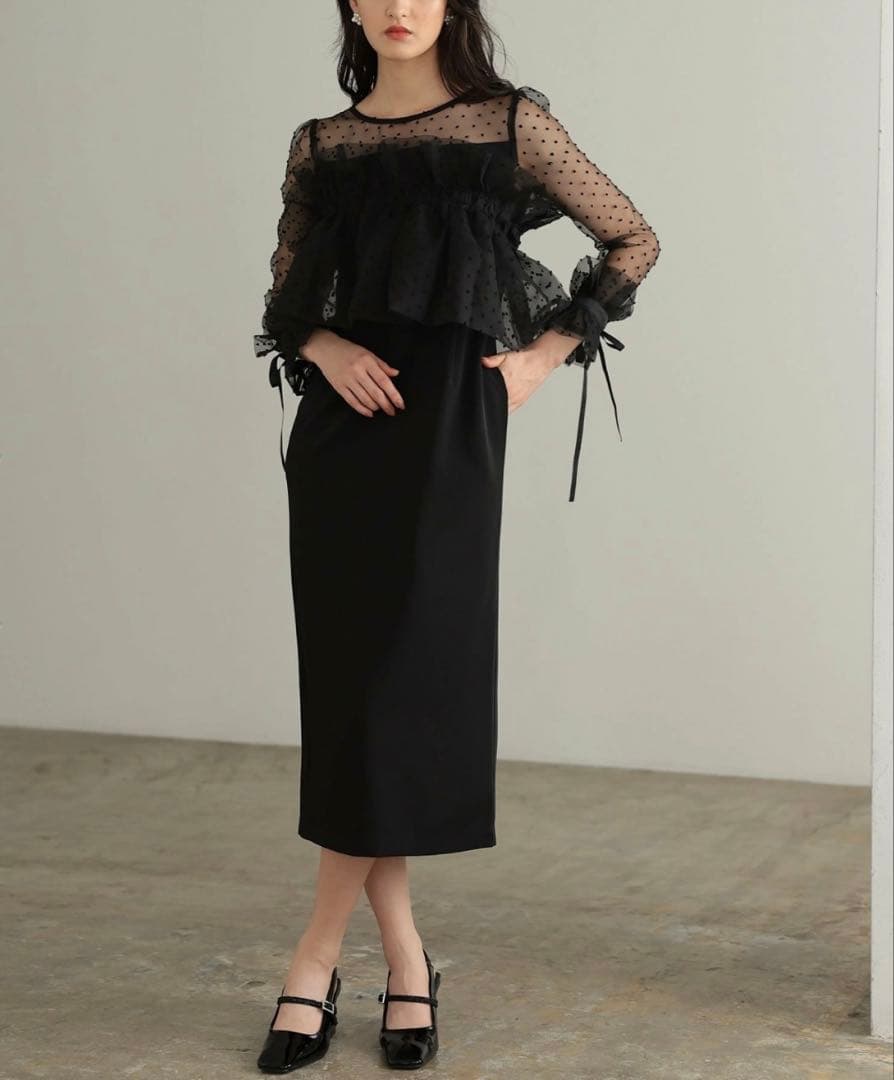 haremode メニーウェイラッフルケープドレス