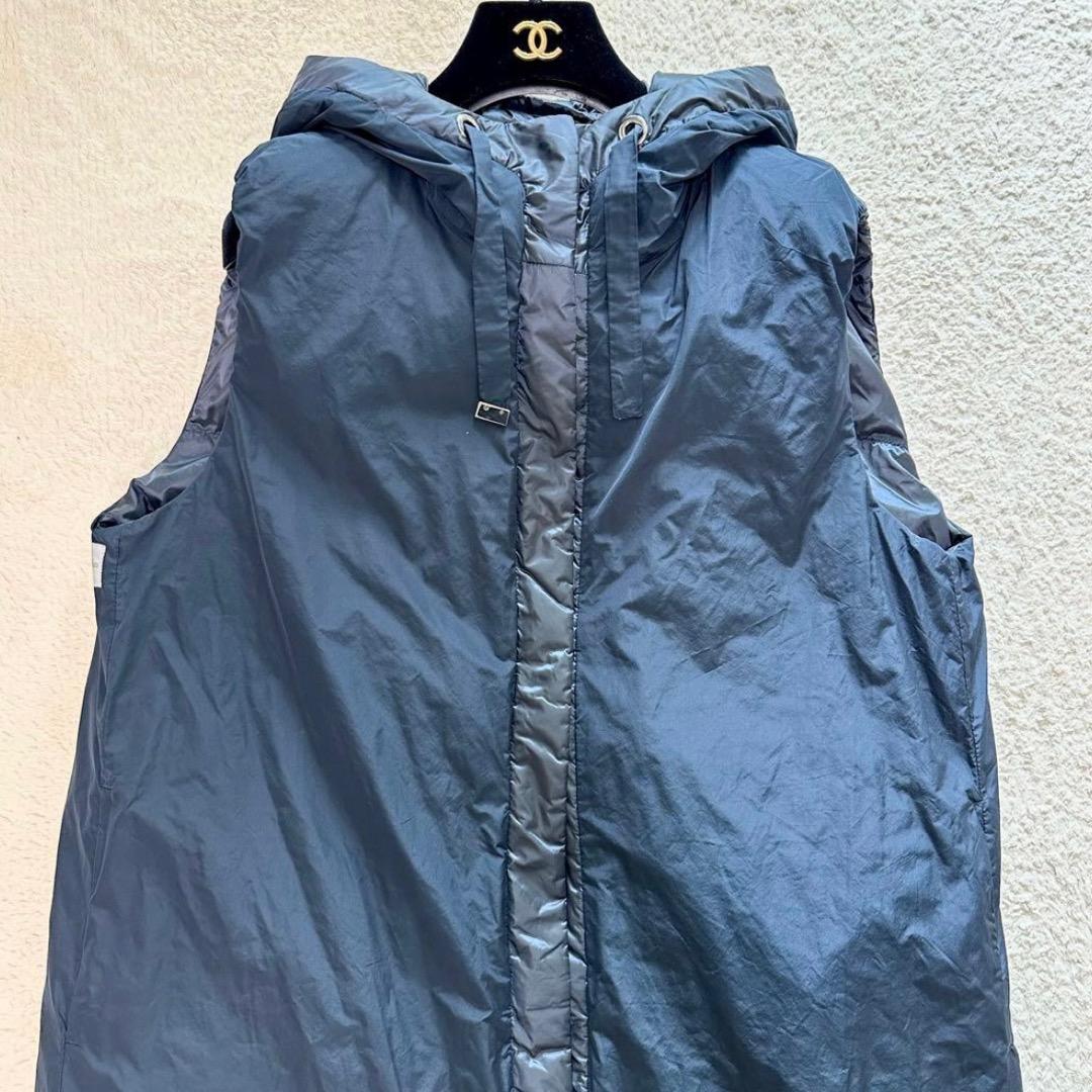 Max Mara　フーディリバーシブルテクニカルダウン ロングジレ　ネイビー