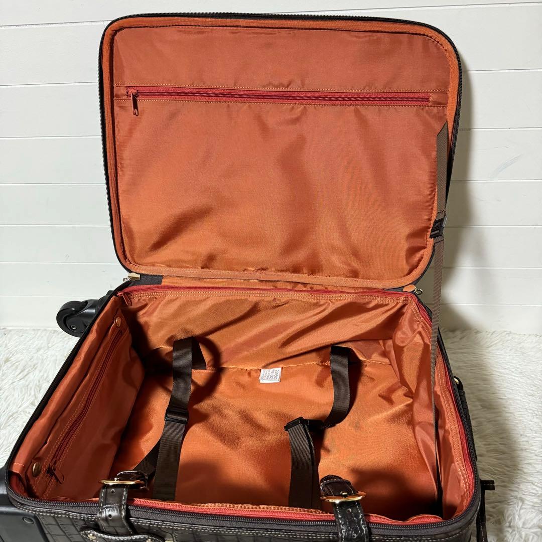 新品未使用✨SWANY スワニー　クロコ型押し　キャリーバッグ　ダークブラウン