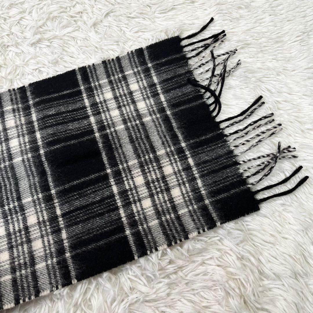 美品✨ ジョンストンズオブエルガン　カシミアマフラー　ブラック　チェック