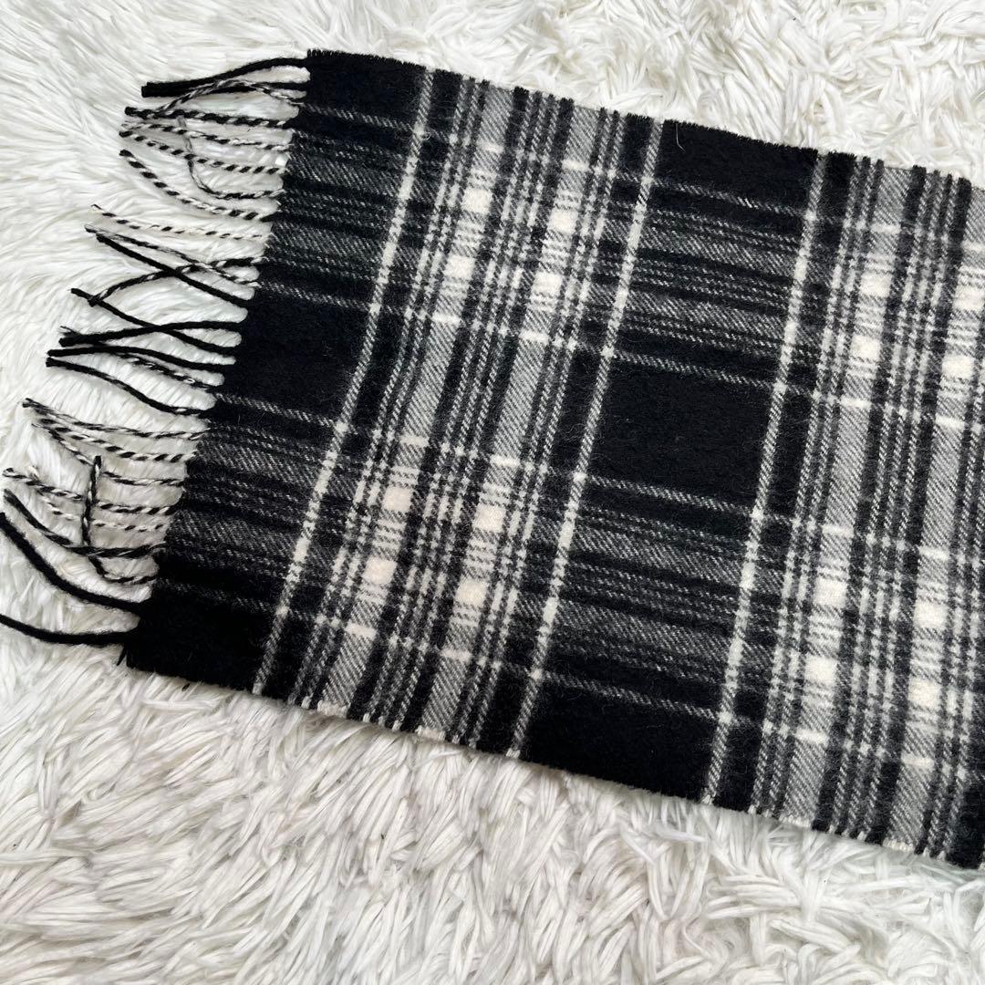 美品✨ ジョンストンズオブエルガン　カシミアマフラー　ブラック　チェック