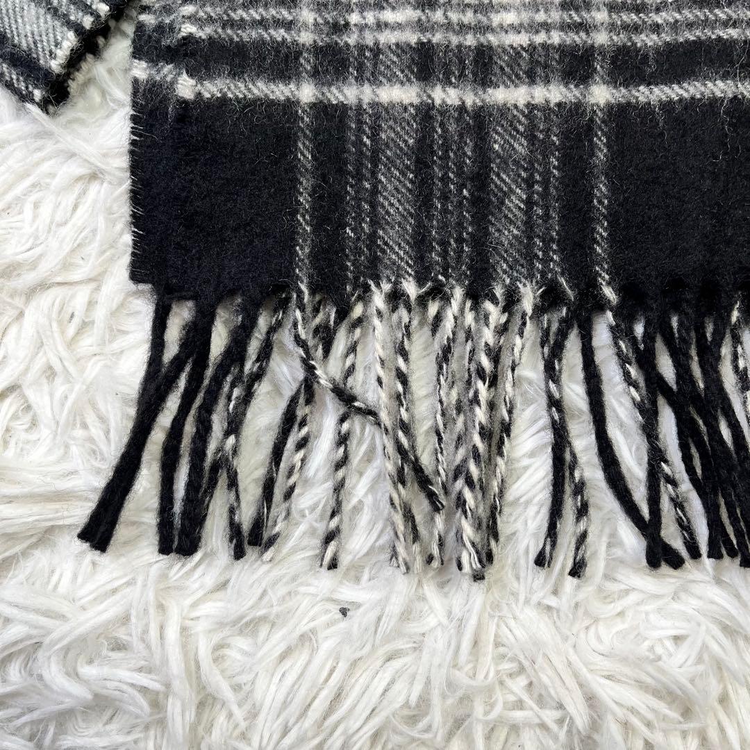 美品✨ ジョンストンズオブエルガン　カシミアマフラー　ブラック　チェック