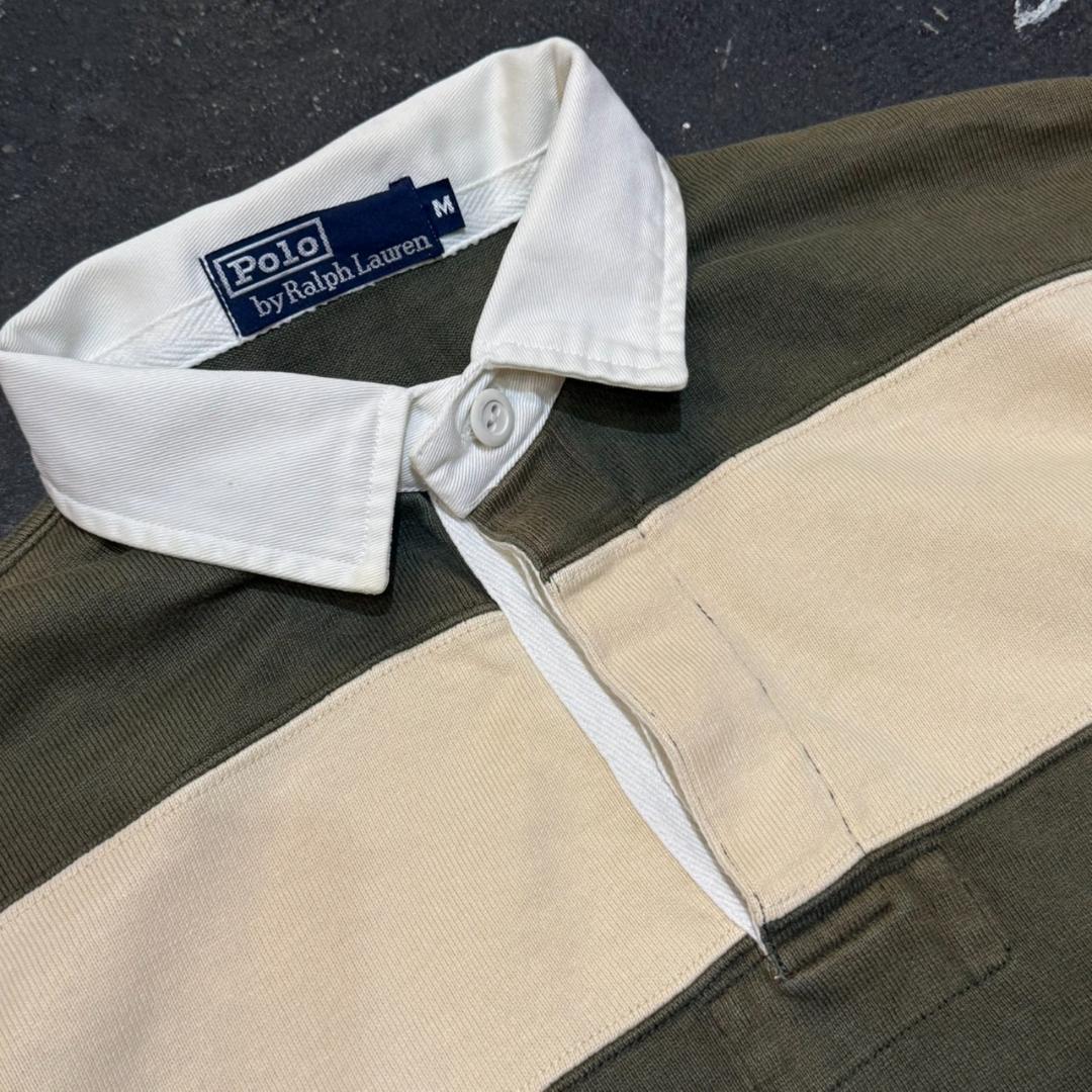 90s Polo by Ralph Lauren ボーダー柄長袖ラガーシャツ M