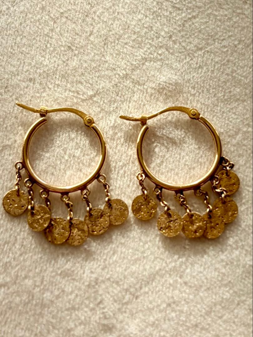 Cocoshnik 10k揺れるフープピアス　ココシュニク