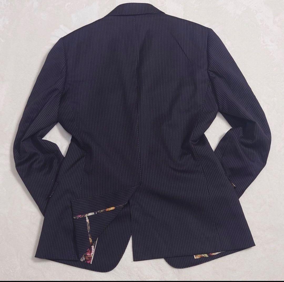 【美品/希少】ポールスミス×ロロピアーナストライプスーツ☆シルク混☆裏地花柄☆M