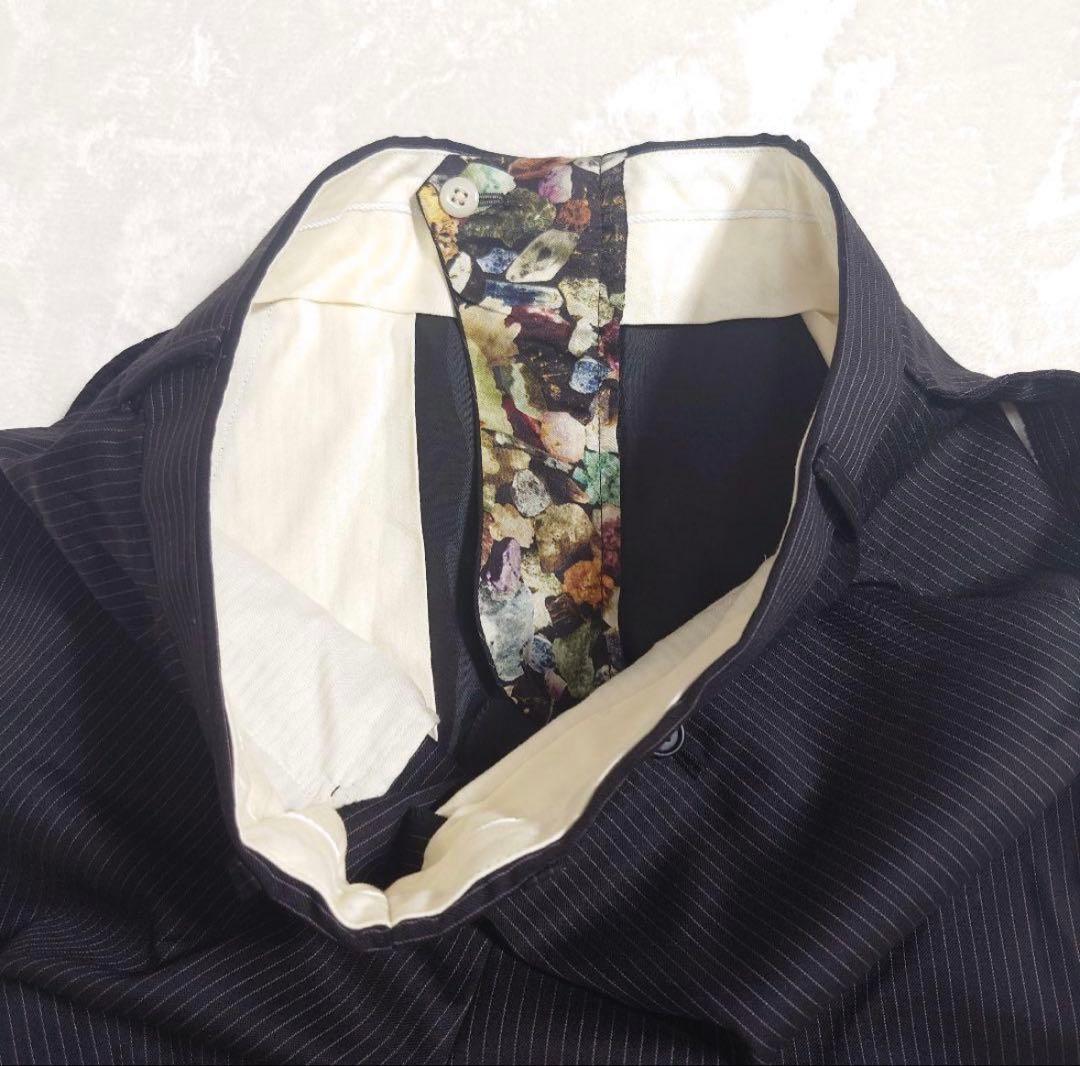 【美品/希少】ポールスミス×ロロピアーナストライプスーツ☆シルク混☆裏地花柄☆M