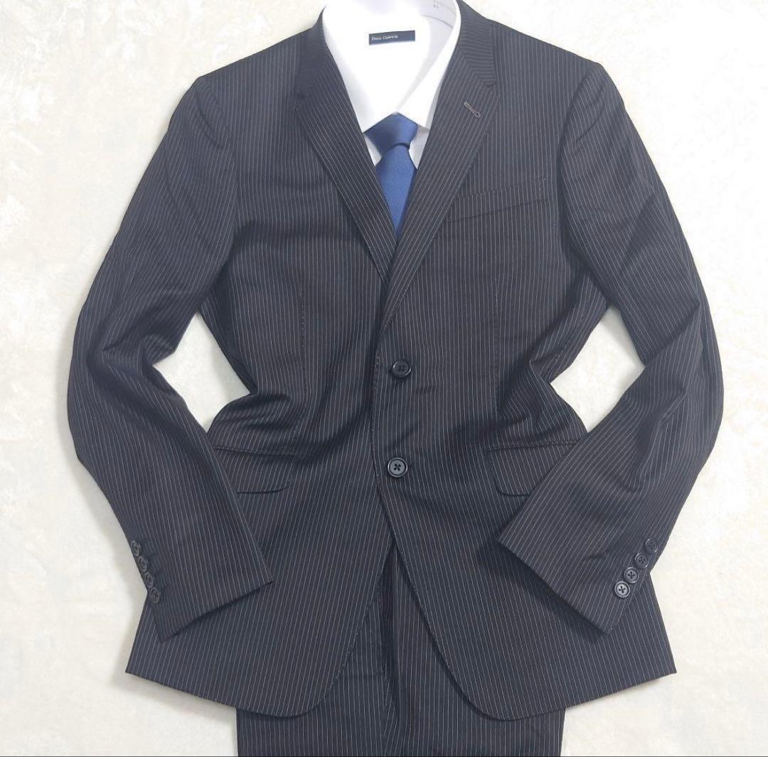 【美品/希少】ポールスミス×ロロピアーナストライプスーツ☆シルク混☆裏地花柄☆M