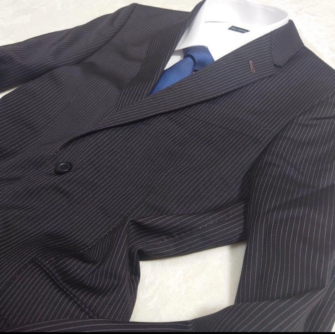 【美品/希少】ポールスミス×ロロピアーナストライプスーツ☆シルク混☆裏地花柄☆M