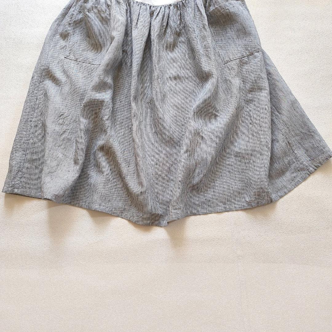 s*mam+ リネン ストライプ サスペンダー スカート 作家さん ハンドメイド