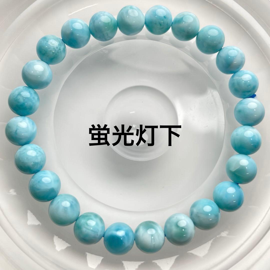 【美品・黒点無し・現品】ラリマー ブレスレット 8mm 亀模様綺麗な天然石 ①