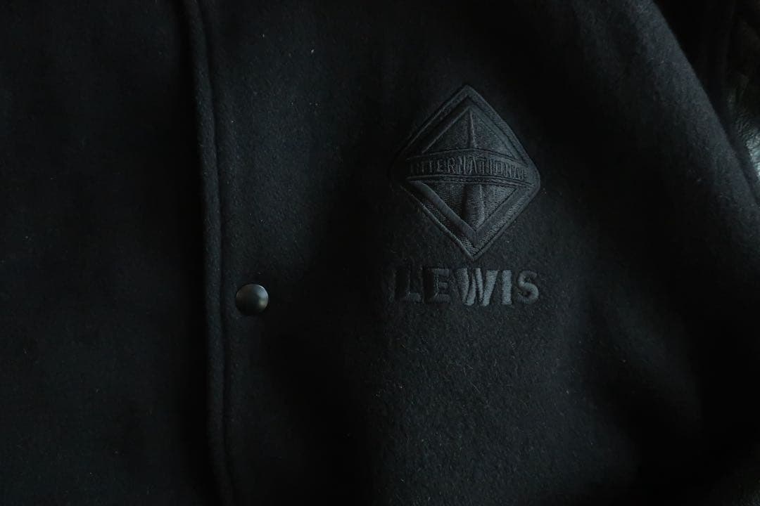 カナダ製 バーシティジャケット スタジャン レザー切替 ブラック L ウール