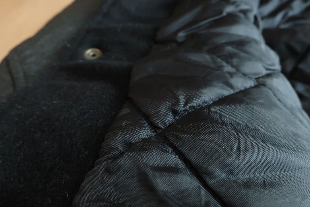 カナダ製 バーシティジャケット スタジャン レザー切替 ブラック L ウール