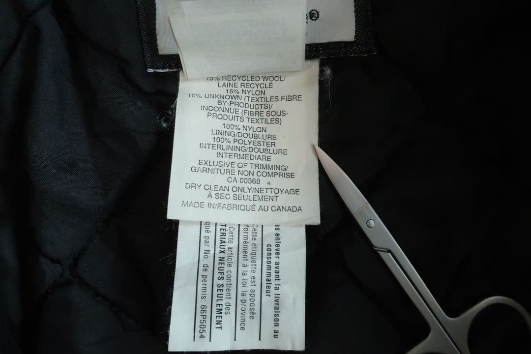 カナダ製 バーシティジャケット スタジャン レザー切替 ブラック L ウール