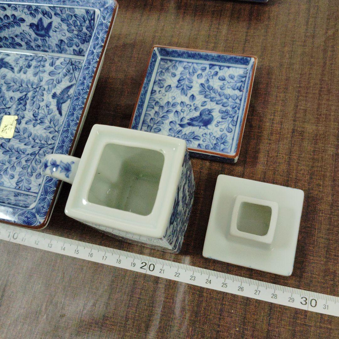 有田焼　龍峰窯　四君子　角皿揃セット　角皿　銘々皿　小皿　染付　古伊万里