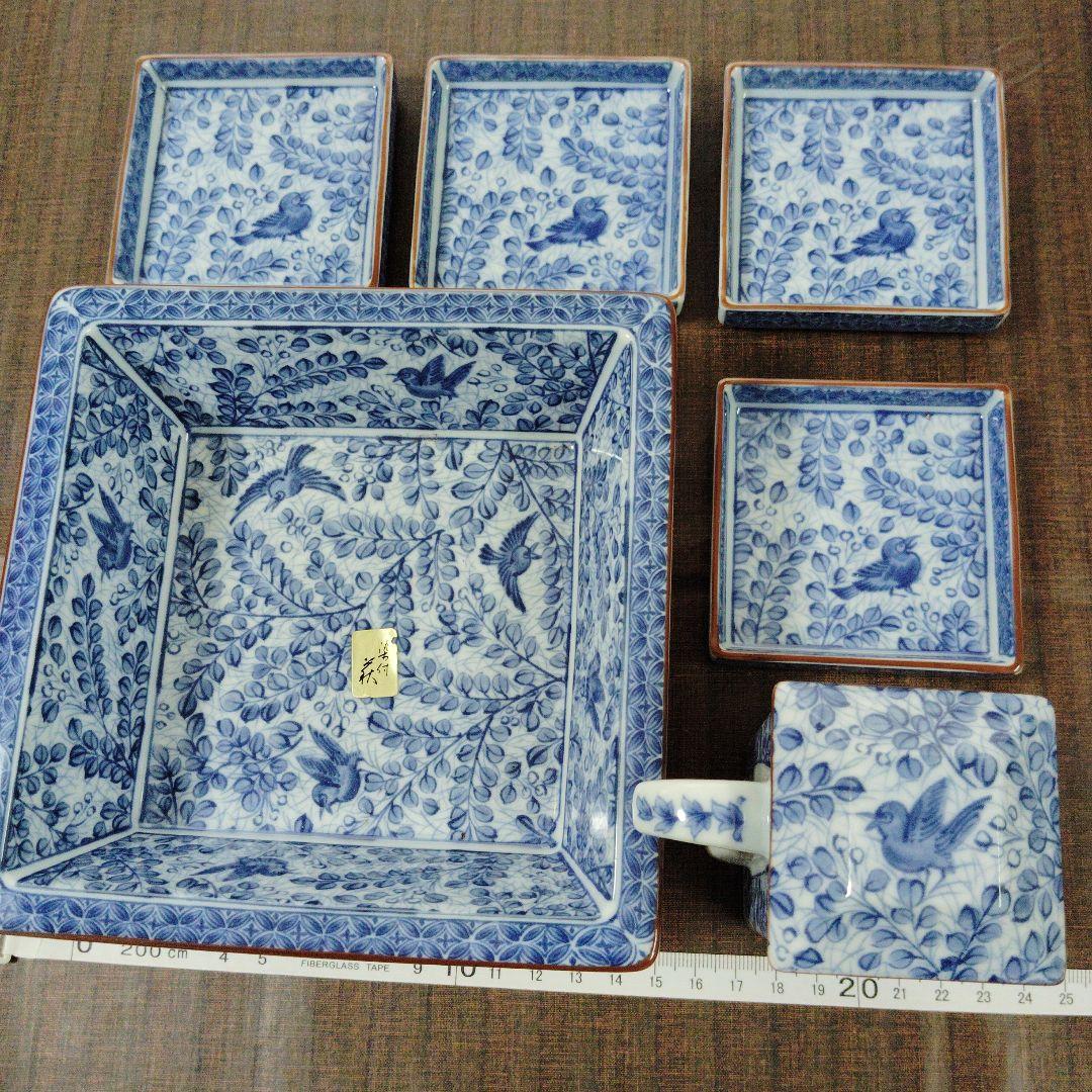 有田焼　龍峰窯　四君子　角皿揃セット　角皿　銘々皿　小皿　染付　古伊万里