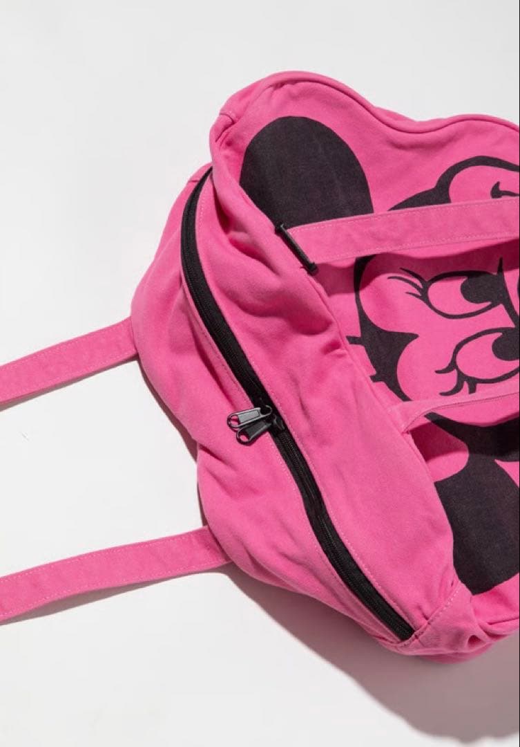 WCJ ミニーマウス トートバッグ チェリーピンク フェイスデザイントートバッグ