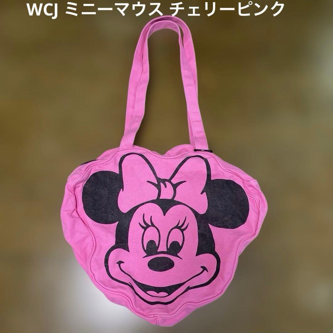 WCJ ミニーマウス トートバッグ チェリーピンク フェイスデザイントートバッグ