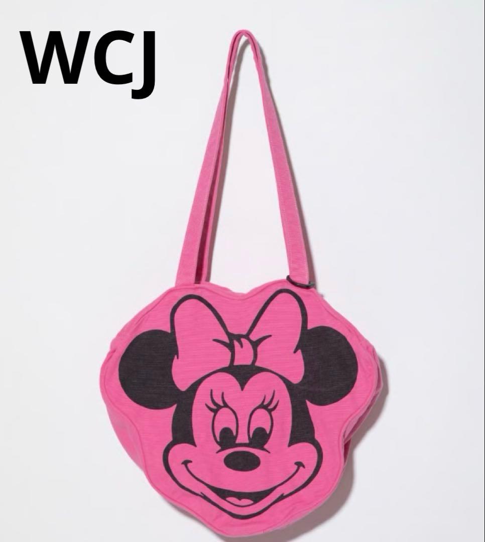 WCJ ミニーマウス トートバッグ チェリーピンク フェイスデザイントートバッグ