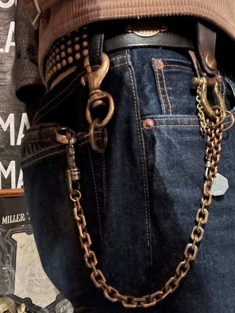 アンプジャパン　ウォレットチェーン　　ブラス製　ダブルクリップ　タグ付き