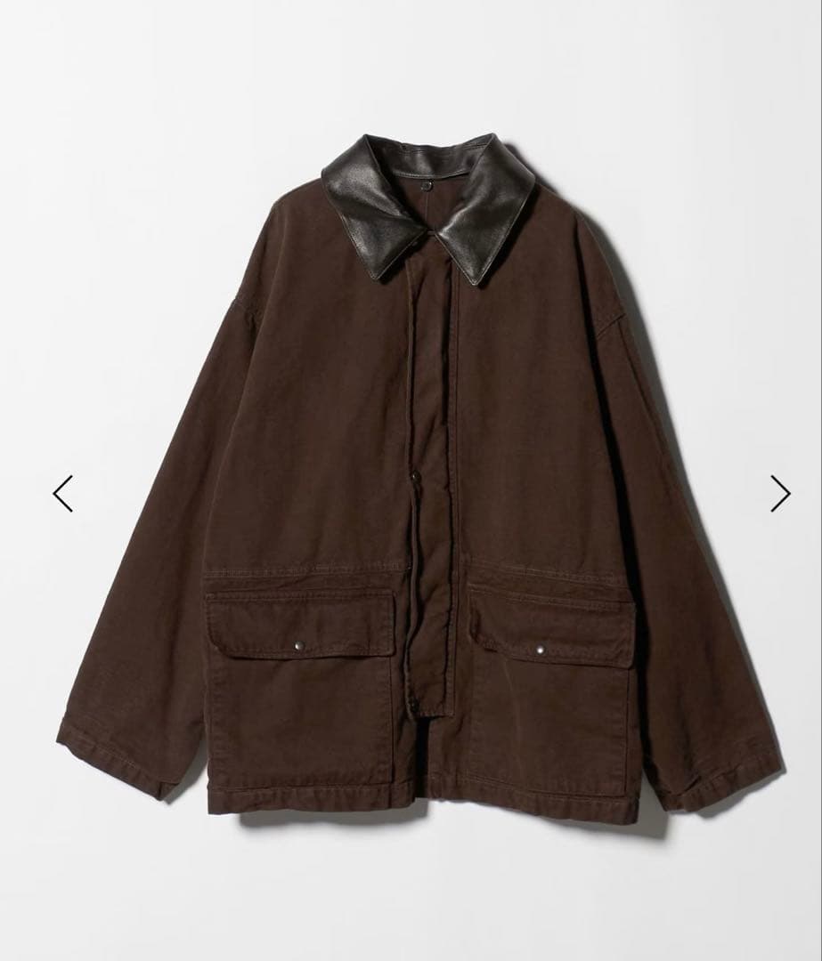 新品HグラデーションOCカバーオールサイズM襟レザーOVY KAJA オーラリー