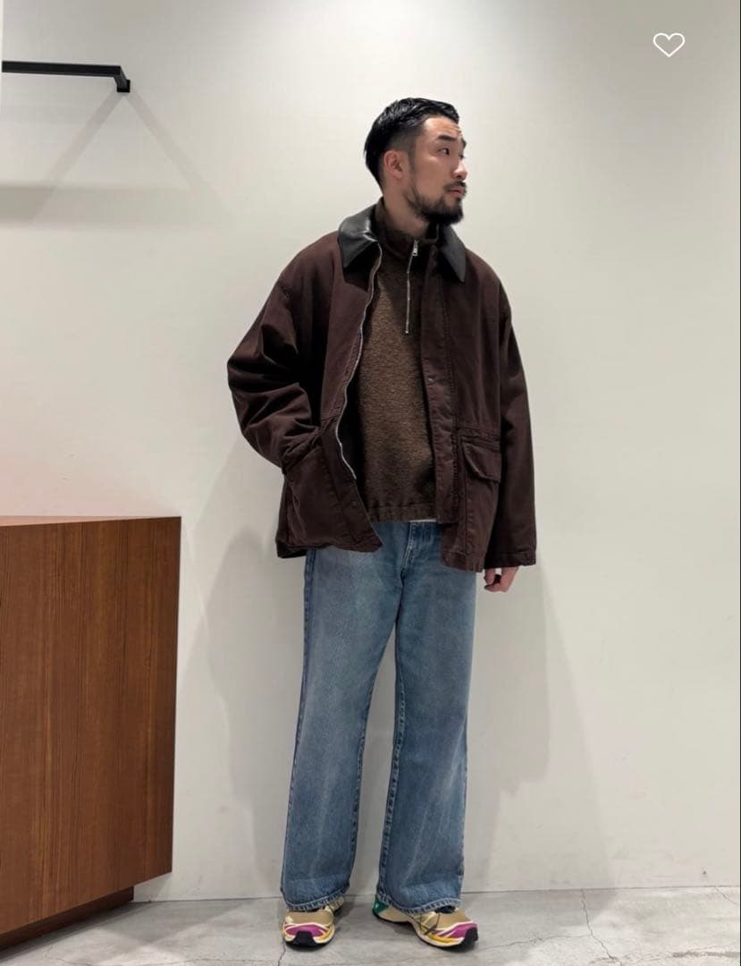 新品HグラデーションOCカバーオールサイズM襟レザーOVY KAJA オーラリー