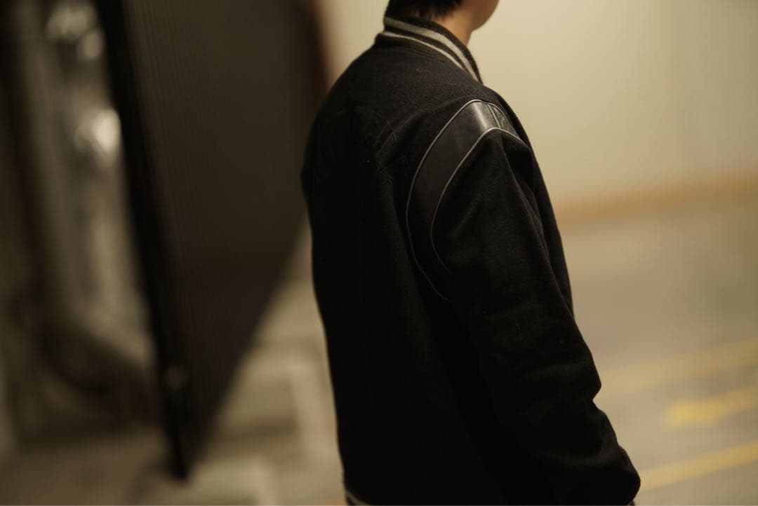 02aw 常田着 初期 Supreme レザー 切り替え スタジャン old 黒