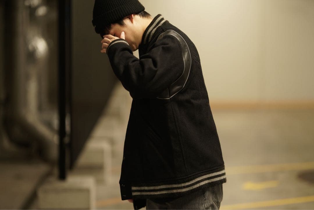 02aw 常田着 初期 Supreme レザー 切り替え スタジャン old 黒