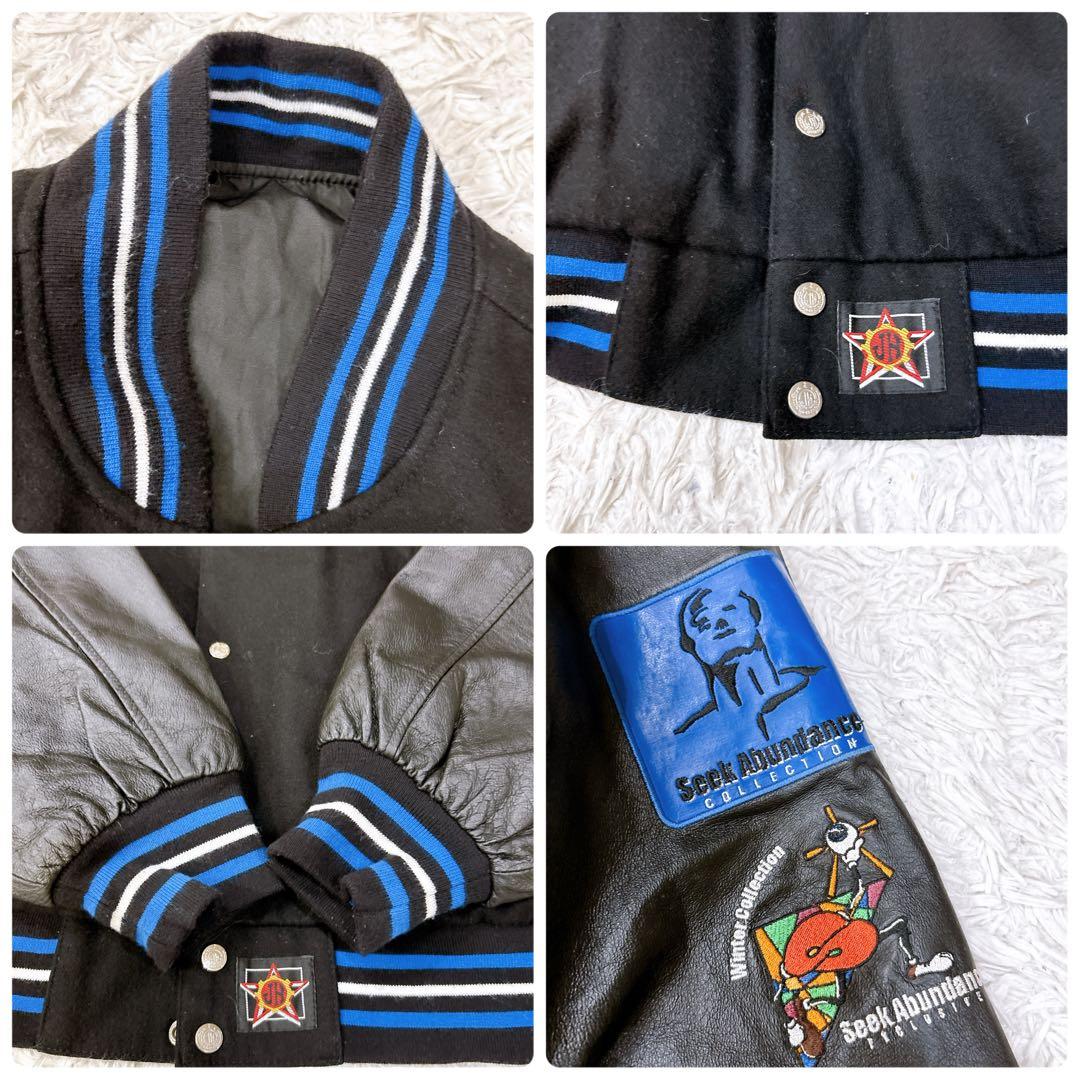 JH DESIGN リバーシブル 袖レザー 刺繍ロゴ スタジャン　3XL