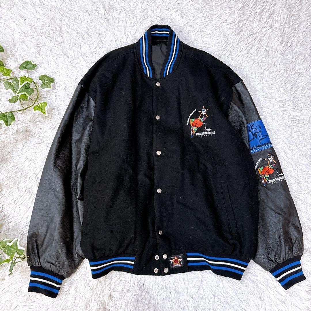 JH DESIGN リバーシブル 袖レザー 刺繍ロゴ スタジャン　3XL