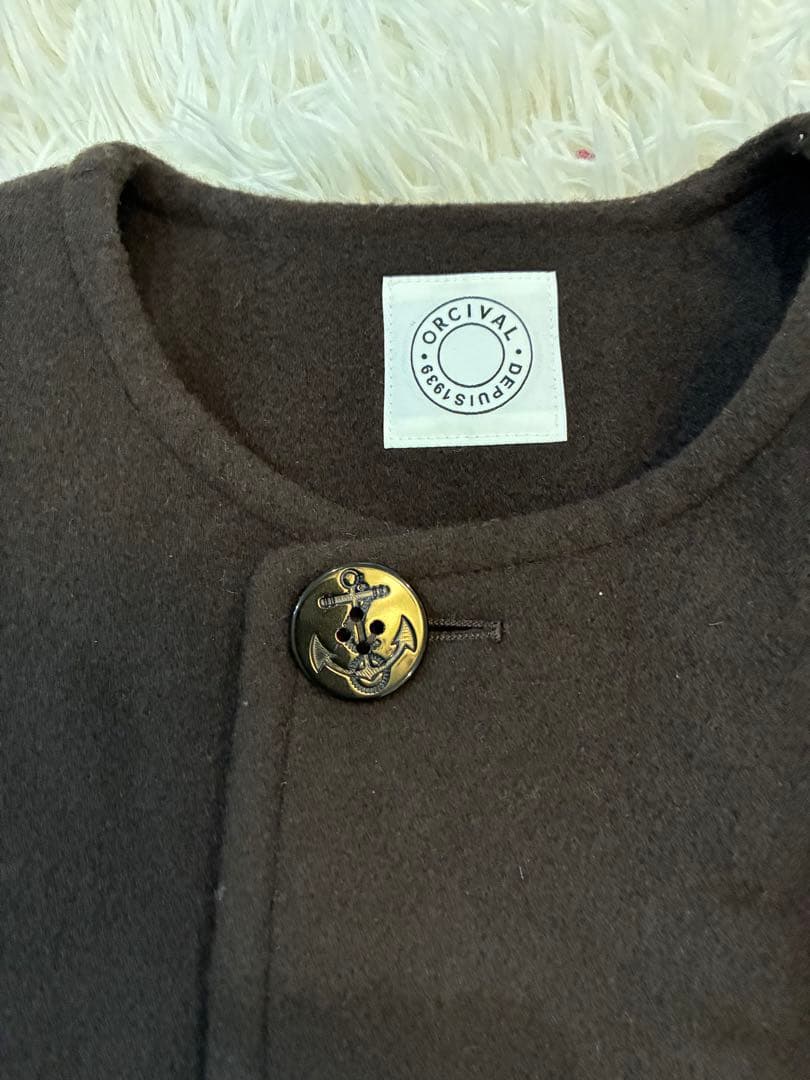 ✨人気✨　ORCIVAL オーシバル/ノーカラーコート　ナチュラル　ブラウン