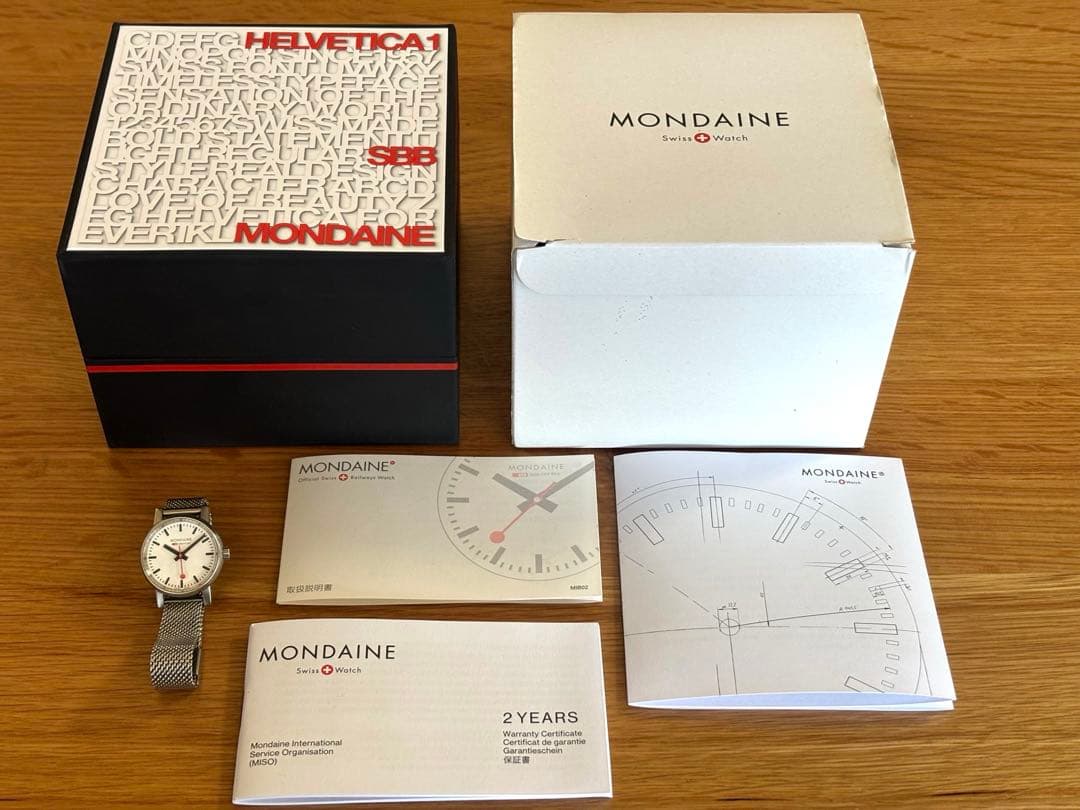 MONDAINE(スイス)クォーツ腕時計 メッシュバンド(男女兼用)