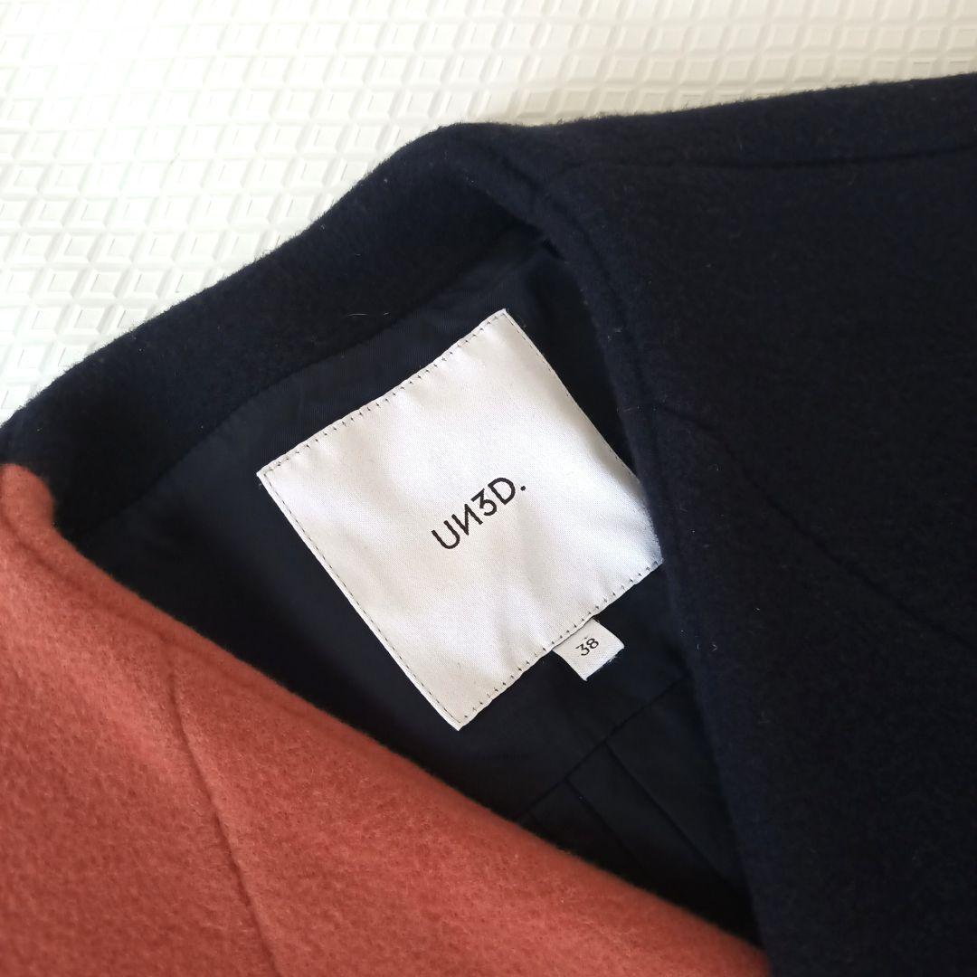 完売品＊UN3D. アンスリード バイカラー アシンメトリー コート ノーカラー