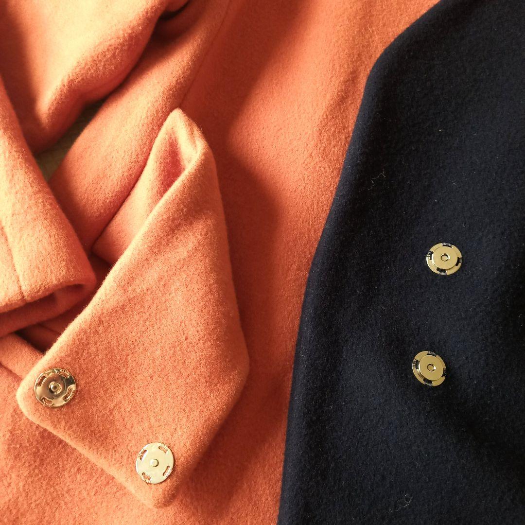 完売品＊UN3D. アンスリード バイカラー アシンメトリー コート ノーカラー