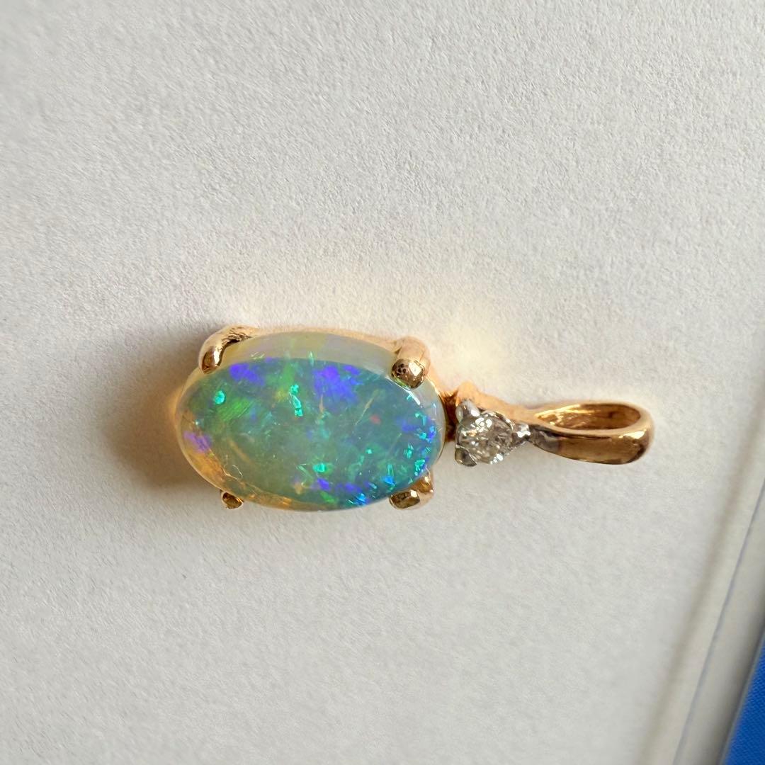K14 オパール　ダイヤモンド　トップ　585刻印有り