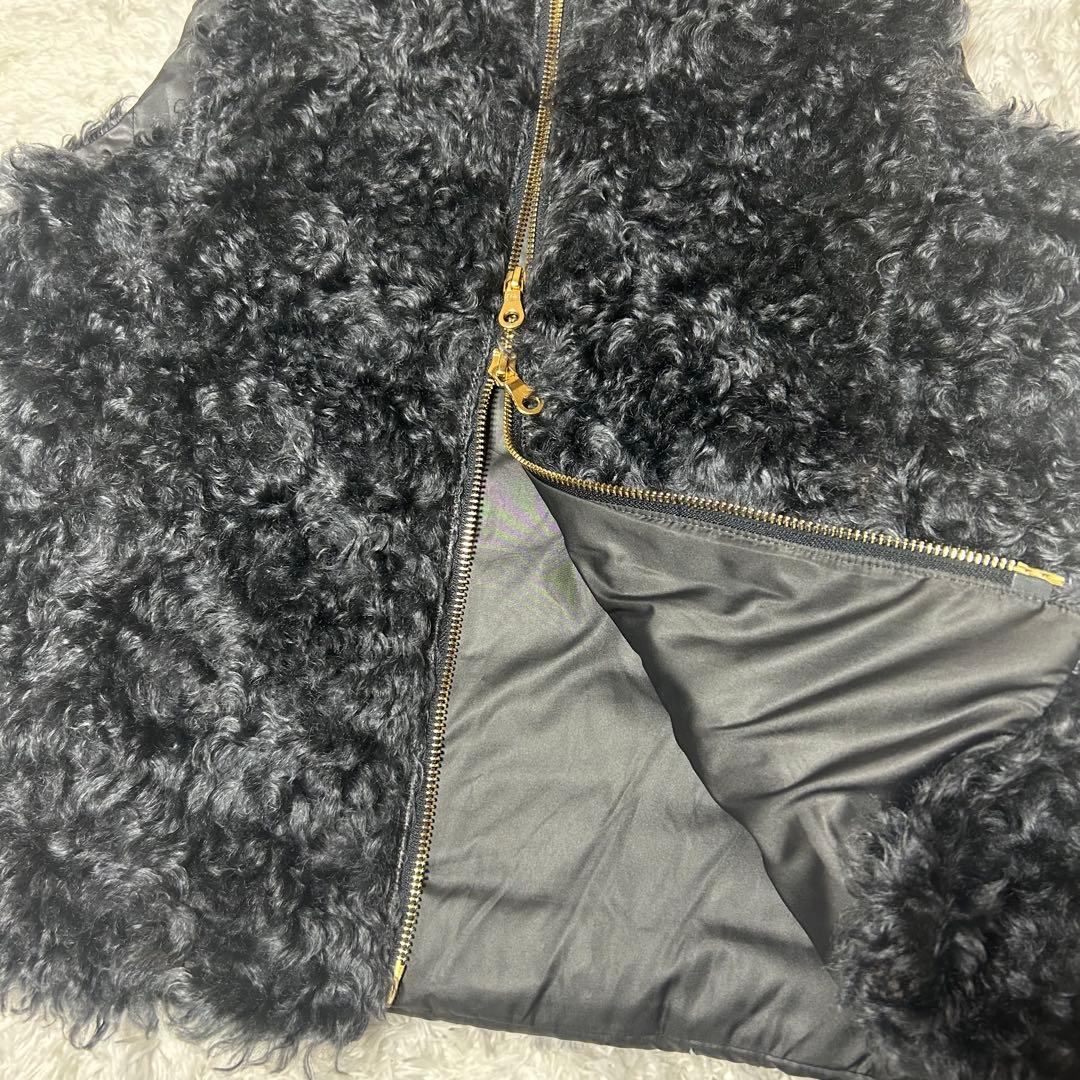 【自由区】ダウンベスト　テディーファー　モヘヤ100% ダブルジップ