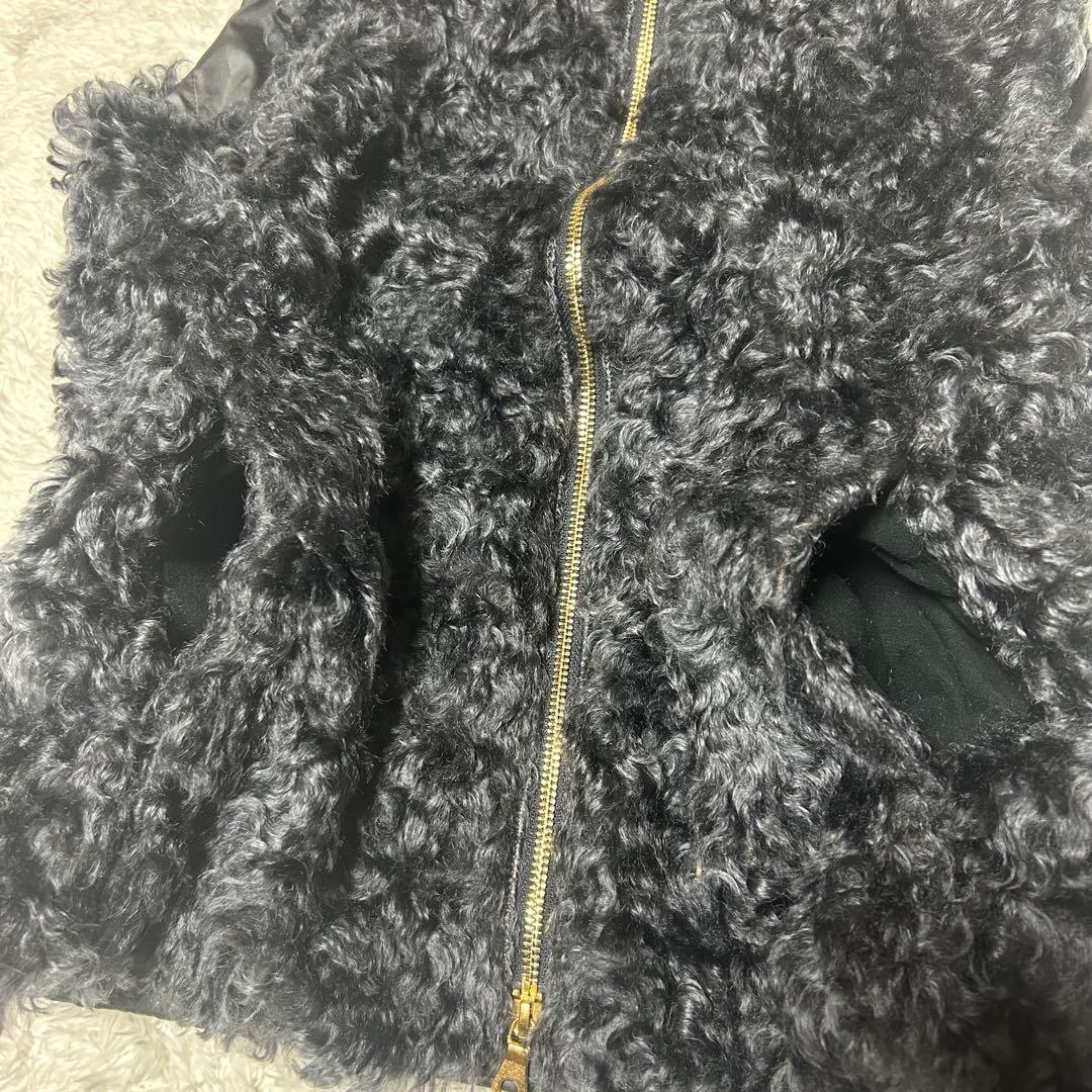 【自由区】ダウンベスト　テディーファー　モヘヤ100% ダブルジップ