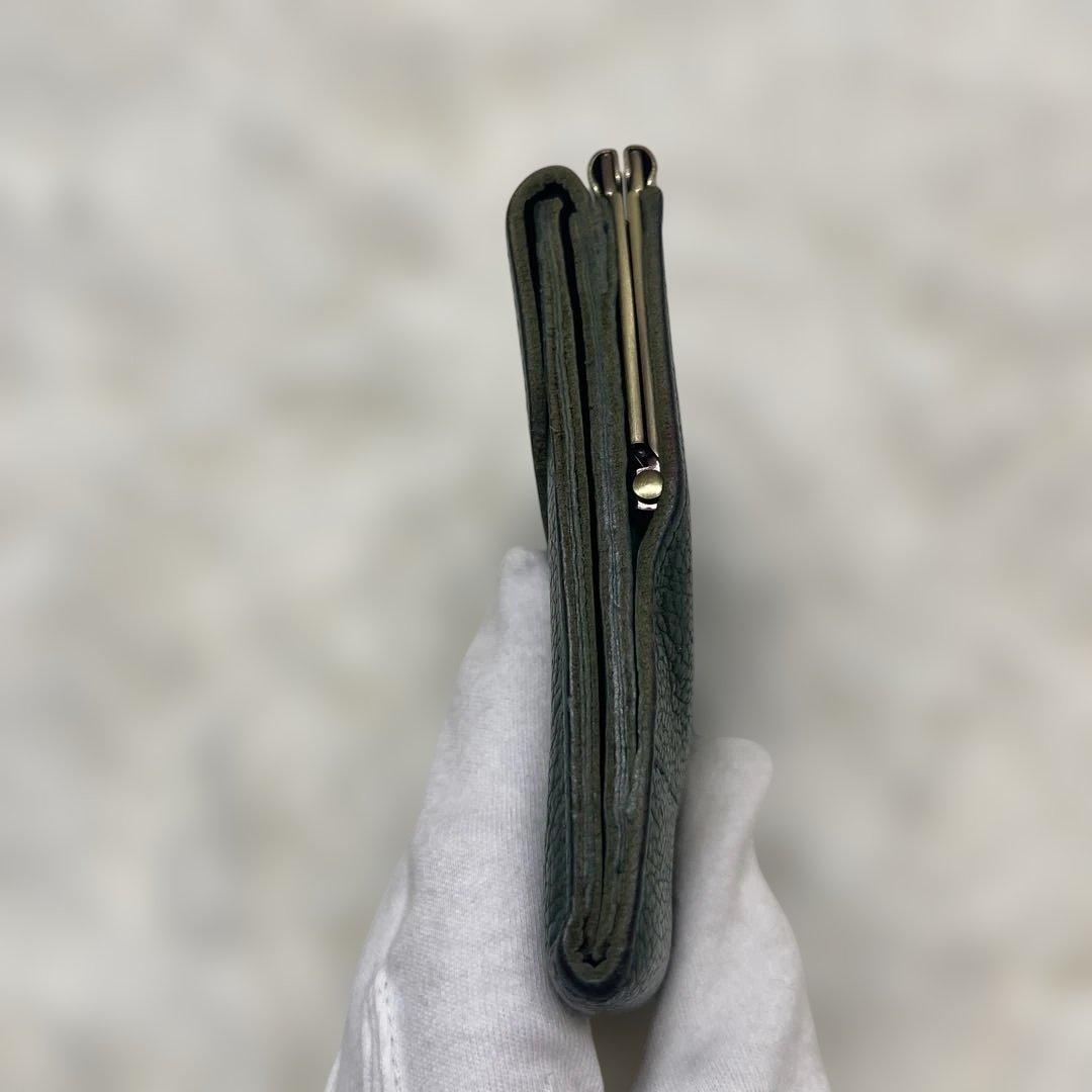 希少 美品 ILBISONTE ガマ折財布 緑 ミニマル イルビゾンテ グリーン