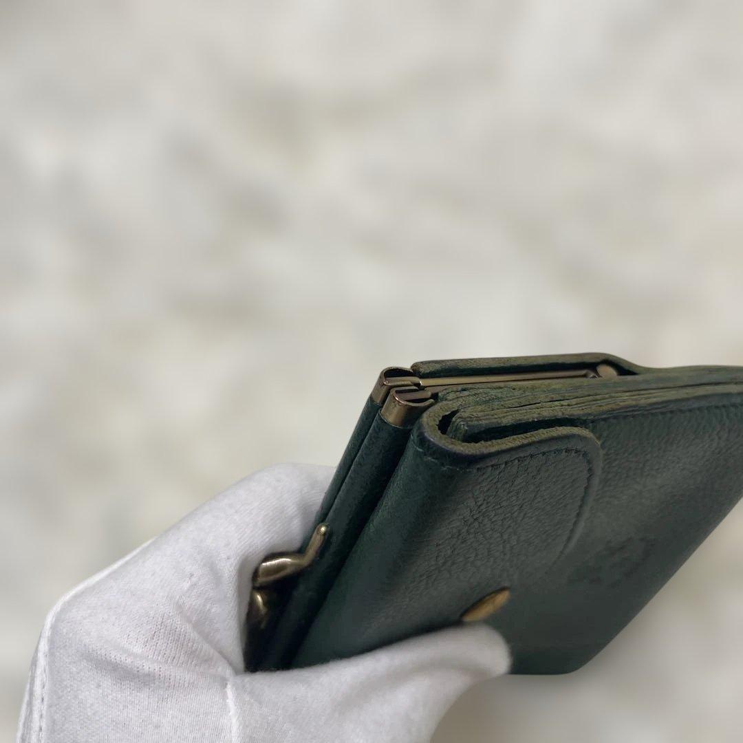 希少 美品 ILBISONTE ガマ折財布 緑 ミニマル イルビゾンテ グリーン