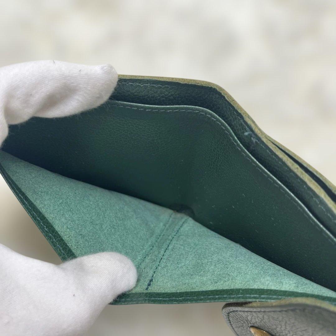 希少 美品 ILBISONTE ガマ折財布 緑 ミニマル イルビゾンテ グリーン