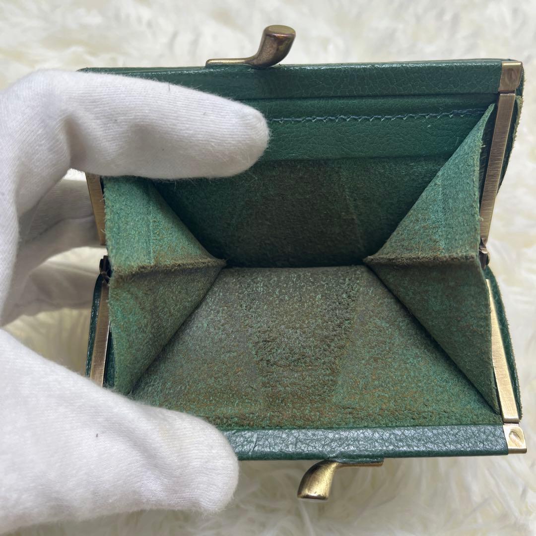 希少 美品 ILBISONTE ガマ折財布 緑 ミニマル イルビゾンテ グリーン