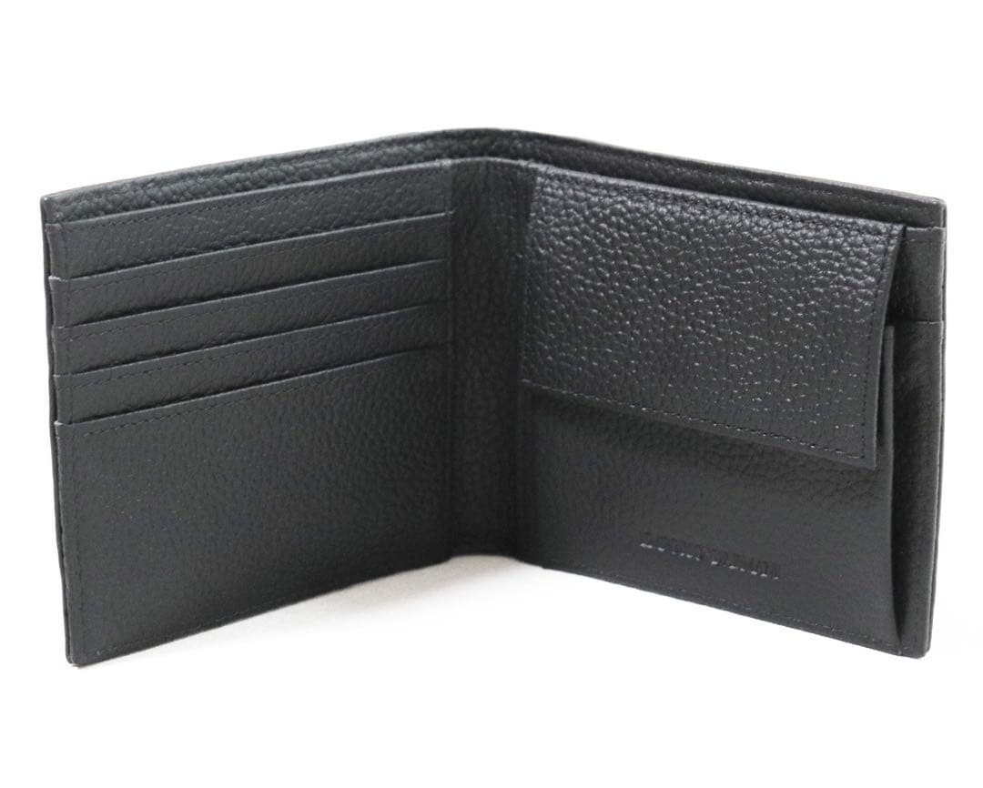 《エンポリオアルマーニ》箱付新品 イーグルロゴ総柄 立体ロゴ レザー2つ折り財布