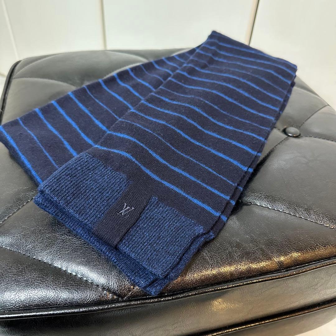 LOUISVUITTON■ボーダーロゴマフラー■LV刺繍■マフラー