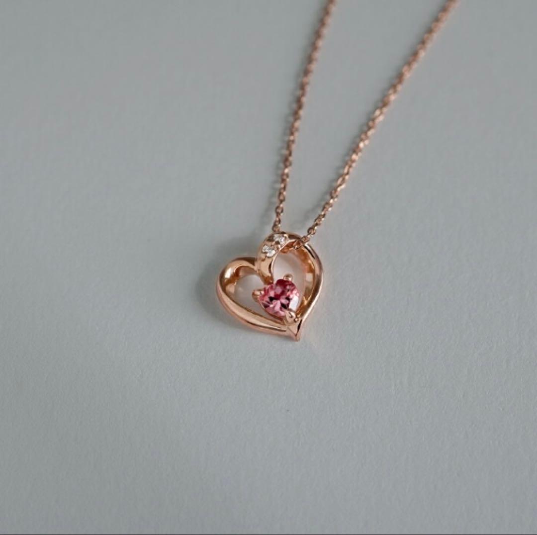 WISP K10PG ハート型ネックレス ピンクストーン