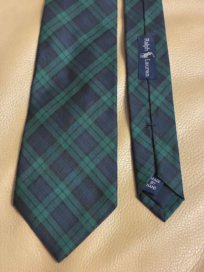 【未使用】ラルフローレン　ブラックウォッチ柄　プリントシルク　ネクタイ