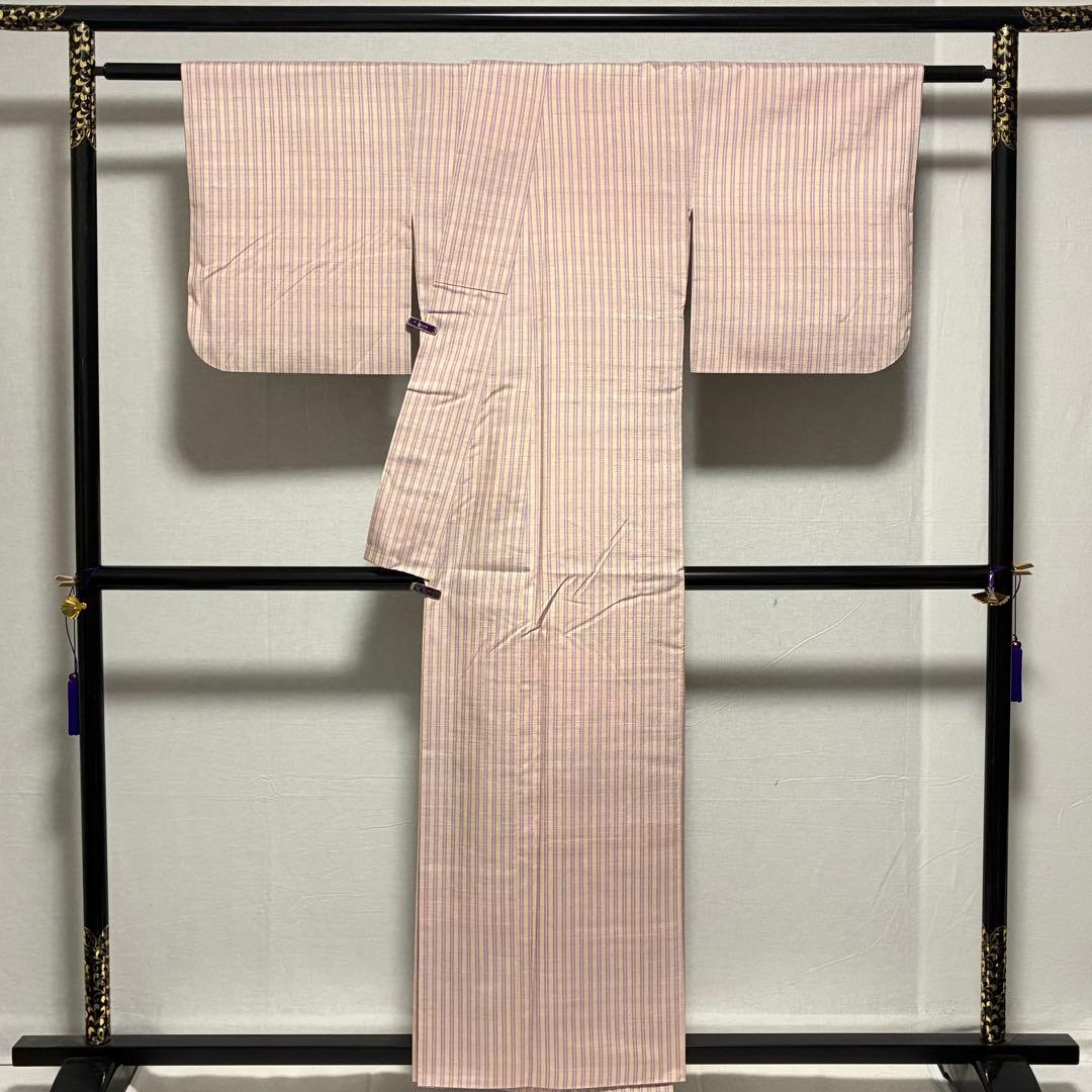 D146 米沢　紅花紬　新田英行　新田間道　証紙付き　正絹　着物　袷　極美品